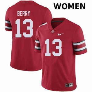 NCAA Ohio State Buckeyes Women's #13 Rashod Berry Red Nike Football College Jersey XZC6745NT